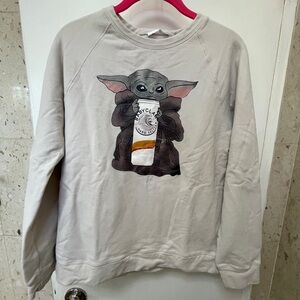 Gray Sweatshirt with Baby Yoda Grogu Graphic